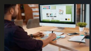 Website designer in Benin City working on a business website.